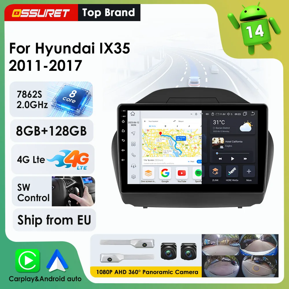 2Din Android Auto Autoradio für Hyundai Tucson IX35 LM 2011 - 2017 Multimedia-Videoplayer DSP RDS Wireless Carplay für Apple GPS Navi Stereo 7862 4G Wifi Bluetooth Smart Screen