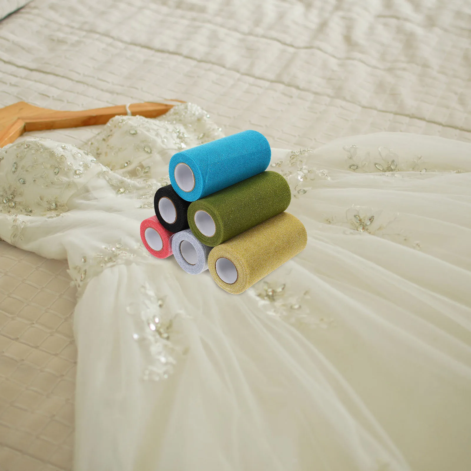 

6pcs Decorative Polyester Tulle Ribbon 10mm Gift Wrapping Bow Knot Elegant Netting Wedding Party Celebration Craft Sewing