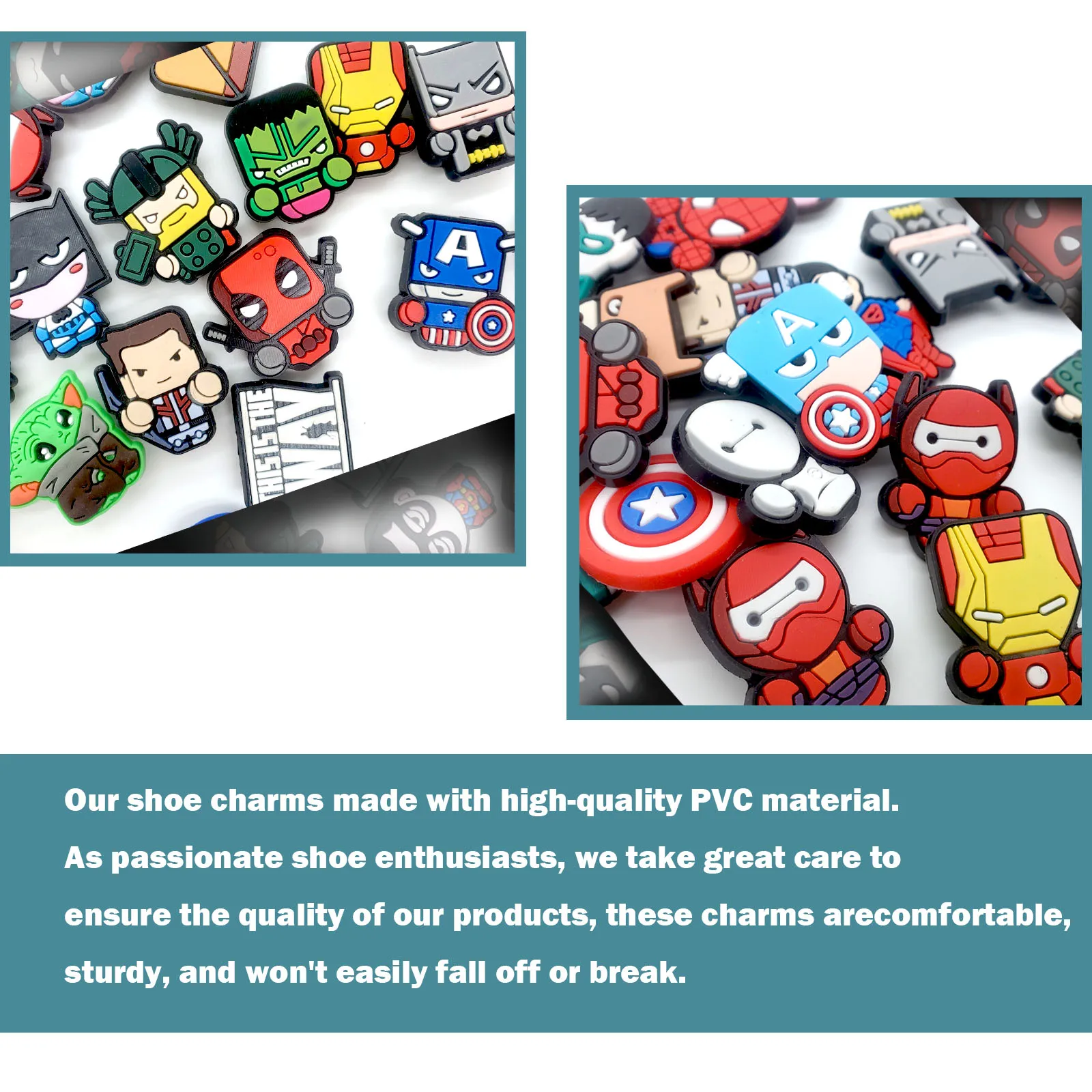 عشوائي 10-50 قطعة MINISO Marvel سلسلة الأحذية السحر ل مفتاح سلسلة الصنادل أكياس الشاطئ ، DIY بها بنفسك زينة الأحذية اكسسوارات دبابيس الأحذية