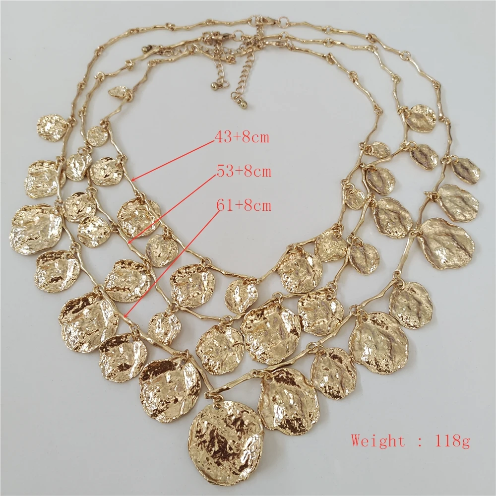 2025 New Golden Vintage Punk Medallion Coins Metal Choker Earrings Women Jewelry Sets Indian Statement Large Collar Necklace - view 5