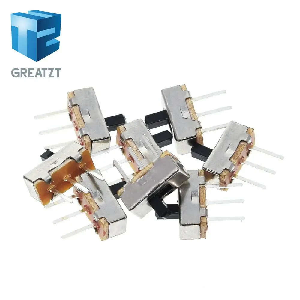 GREATZT 10/50/100pcs mini Slide Switch SS12D00 SS12D00G3 3pin 1P2T 2 Position High quality toggle switch Handle length:3MM