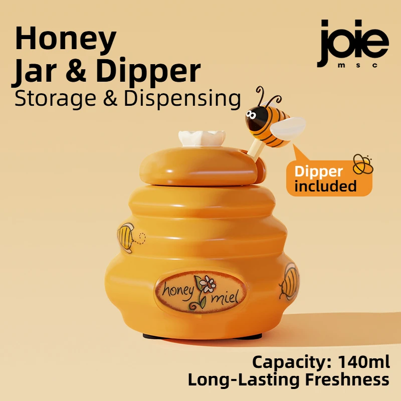 Joie Ceramic Honey Storage jar 150ml And Dipper Honey Jar With Lid Honey Stir Bar For Honey Jar Supplies Kitchen Tools