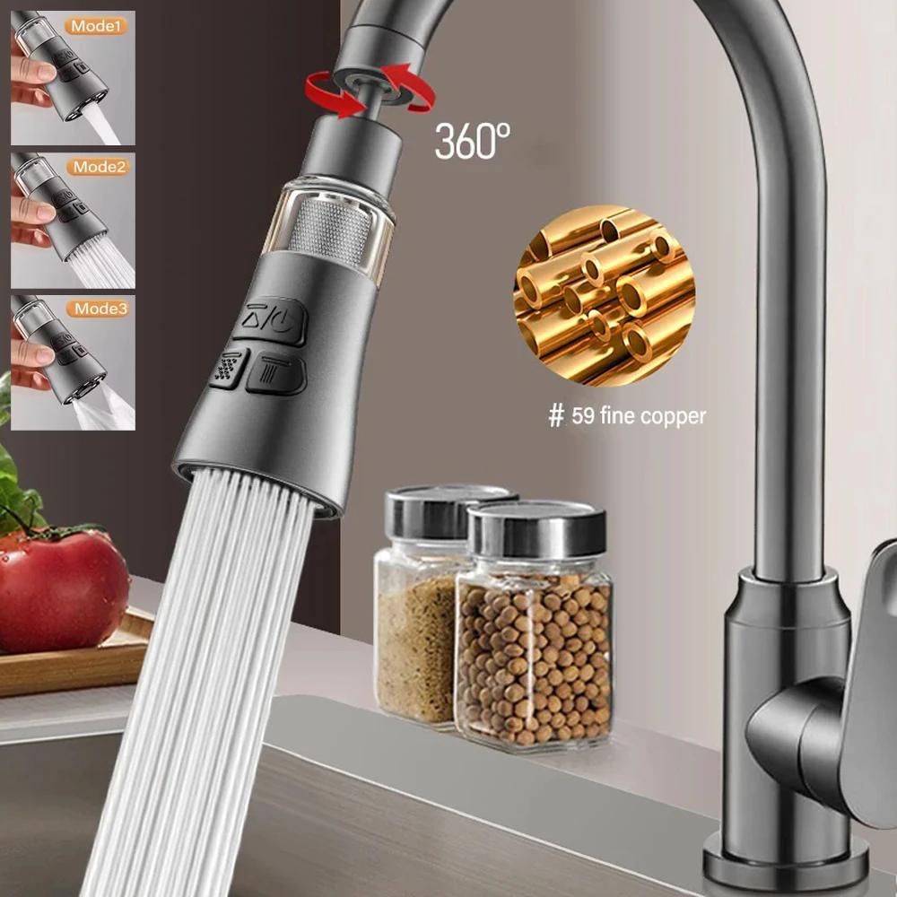 

Universal Kitchen Faucet Extender With Filter Function 360° Rotate Aerator Splash Filter Washbasin Faucet Bubbler Nozzle Aerator