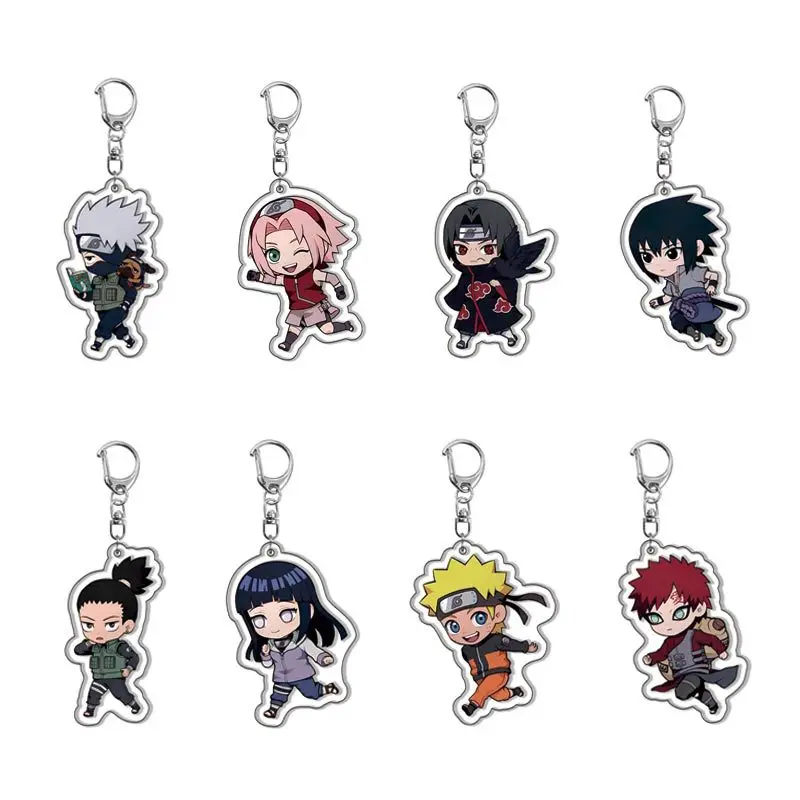 ناروتو ساسوكي كاكاشي أنيمي سلسلة مفاتيح مصنوعة من الأكريليك Akatsuki تأثيري اكسسوارات تخصيص هدية لمحبي بضائع المانجا اليابانية #1