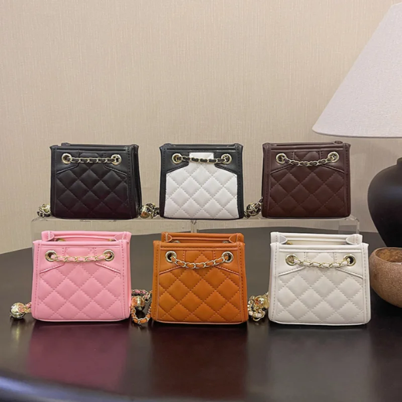 Girl Crossbody Bag girl fashion diamond checkered small square bag mini zero wallet girl chain bag girl push bag girl bag