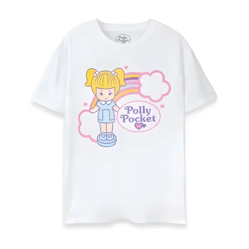 Polly Pocket Cute Graphic Printed Summer T-shirt Fashion T-Shirt Short Sleeved Crew Neck Womens Female Clothing