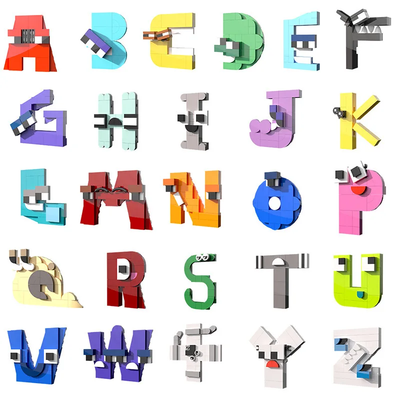 

MOC A-Z 26 English Alphabet Letters Lore DIY Building Blocks Set Legend Letters Education Style Bricks Toys For Children Gifts