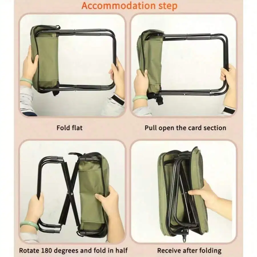 Portable Folding Chair With Carbon Steel Frame For Camping Picnic Beach Outdoor Use