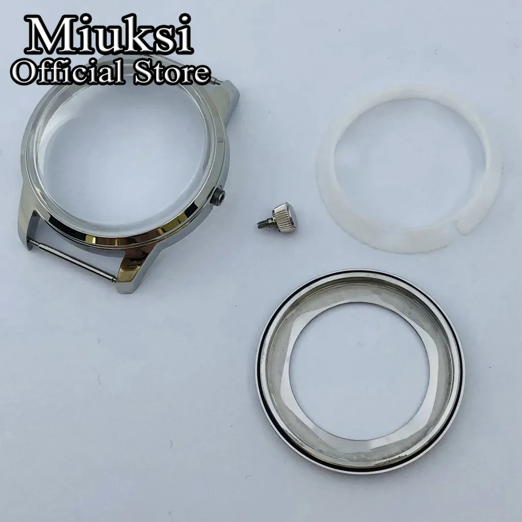 Miuksi 40mm silver watch case bubble dome glasss fit NH34 NH35 NH36 NH38 NH70 NH72 movement