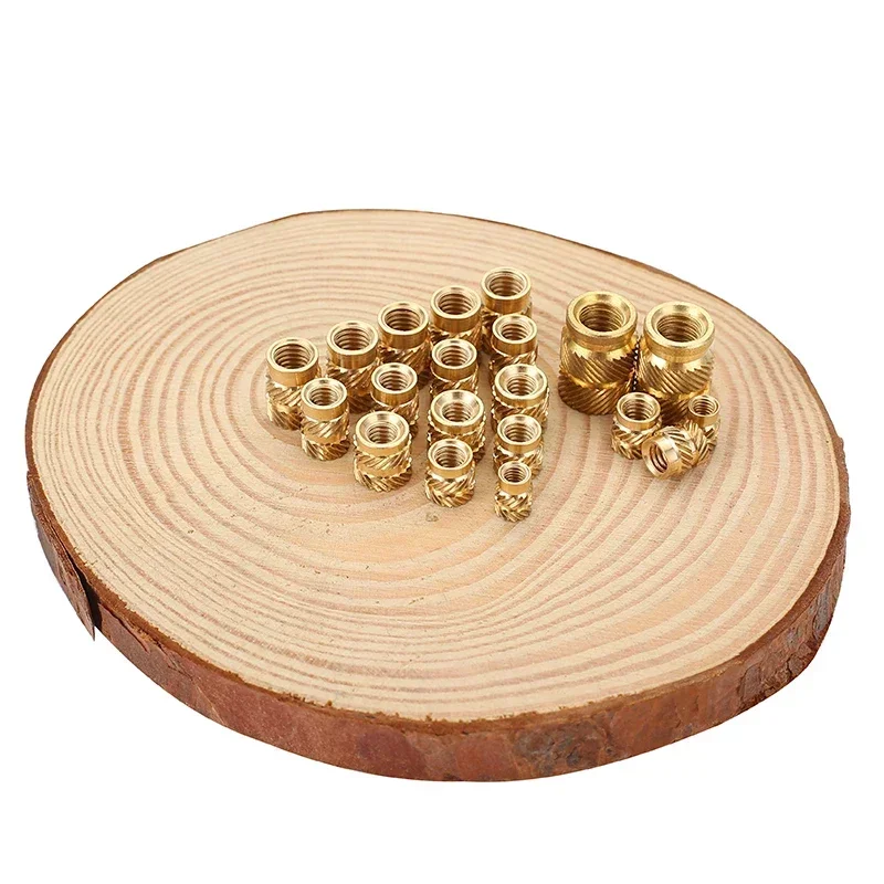 M2.5 Brass Hot Melt Inserts Nut Heating Molding Copper Thread Inset Nuts SL-type Double Twill Knurled Injection Brass Nut 100Pcs