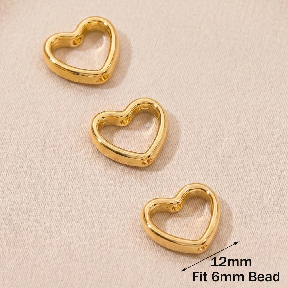 10 Stück 18K vergoldete Herz-Stern-Rahmenperlen, Abstandshalter, Blütenblatt-Verbinder, DIY Armband- und Ohrring-Perlen für die Schmuckherstellung – Detail 5