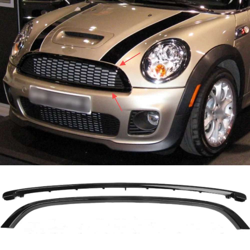 لـ 2007-2015 BMW MINI المصد الأمامي شرائط زخرفية علوية وسفلية شرائط مشرقة 51132751040 / 51112751624