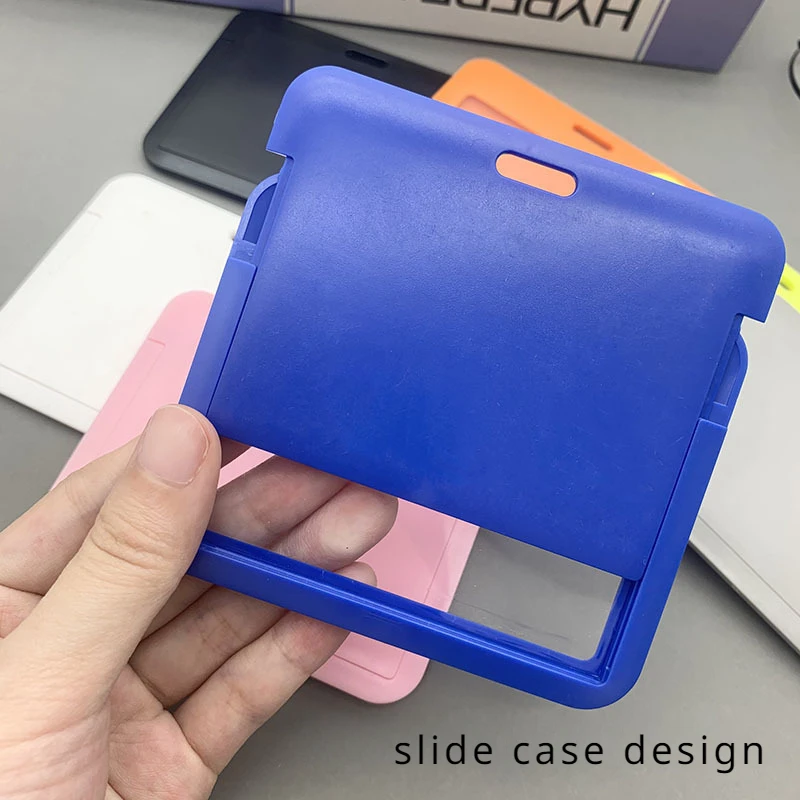 Funda Horizontal con cordón para tarjeta de trabajo, funda deslizante con correa para el cuello, funda para tarjeta de crédito y autobús, 1 Juego