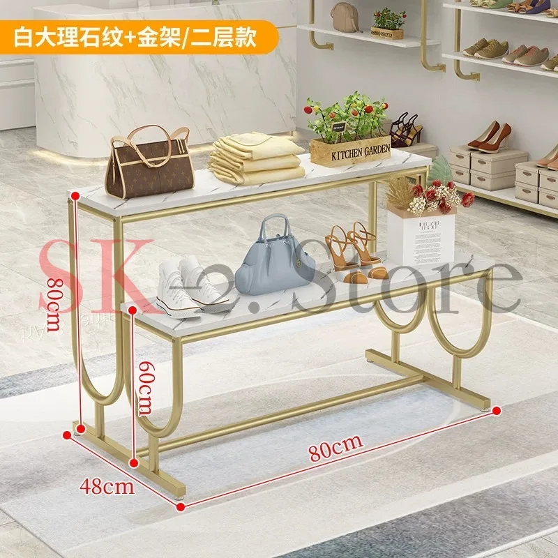 Clothing store display rack, shoe bag store, island flow platform, middle display platform, high-low shoe store, shoe rack