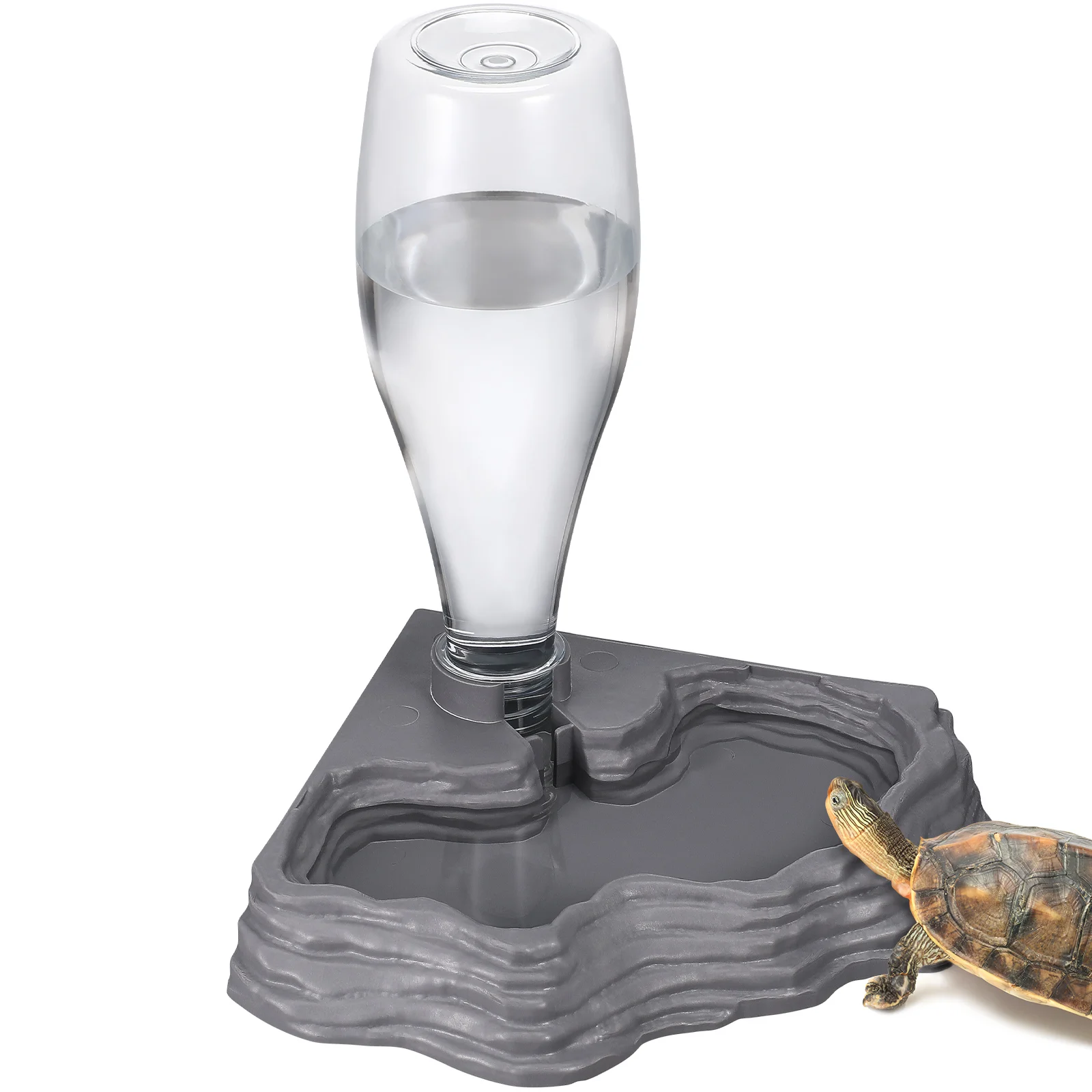 Animal Tortoise Water Dish Pet Reptile Dispenser Automatic Bowl Feeder Gecko Tank Accessory