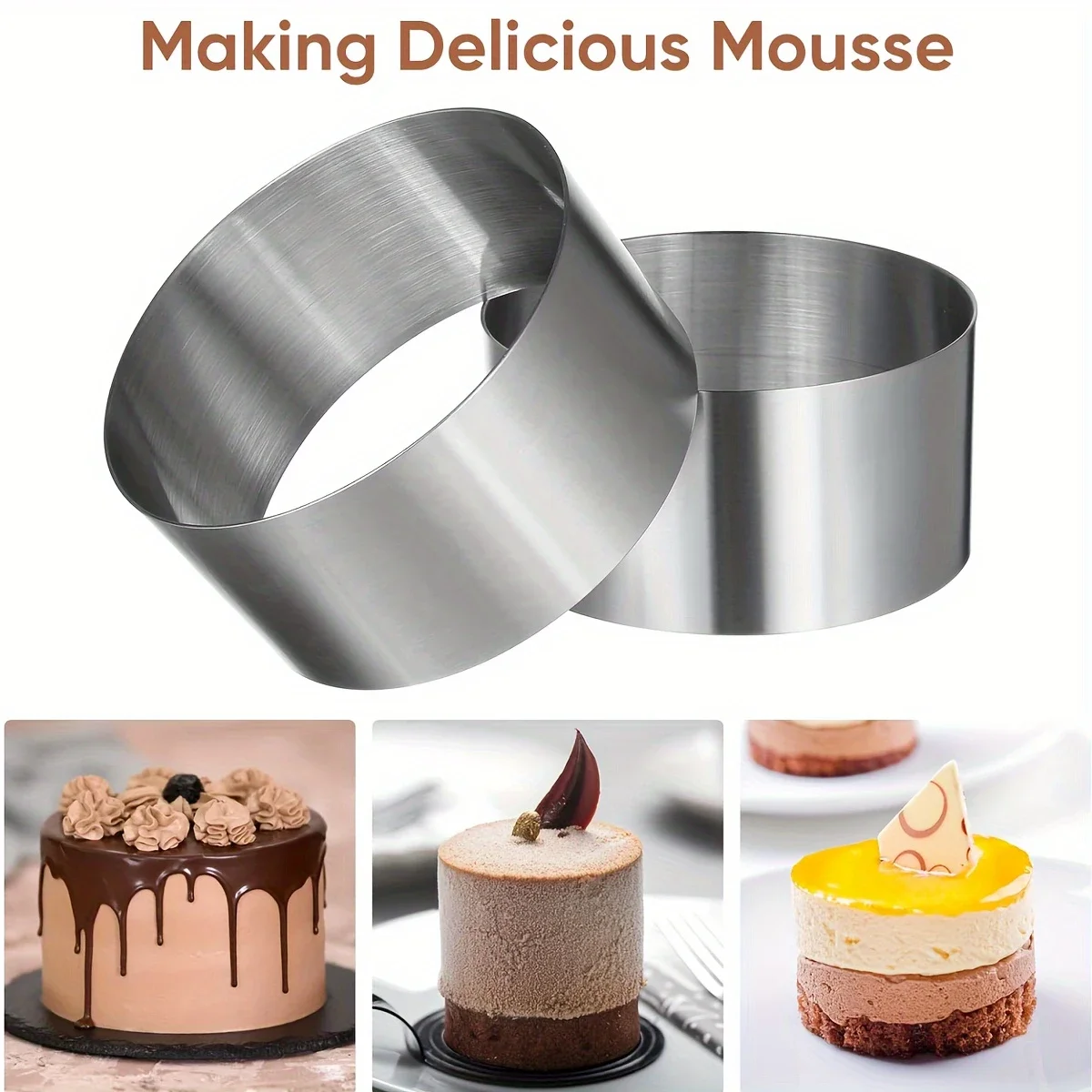 Kreis-Kuchenringform aus Edelstahl, runde Käsekuchen-Ausstechformen, Backwerkzeuge, Küchenhelfer, DIY-Hochzeitstorte-Werkzeuge