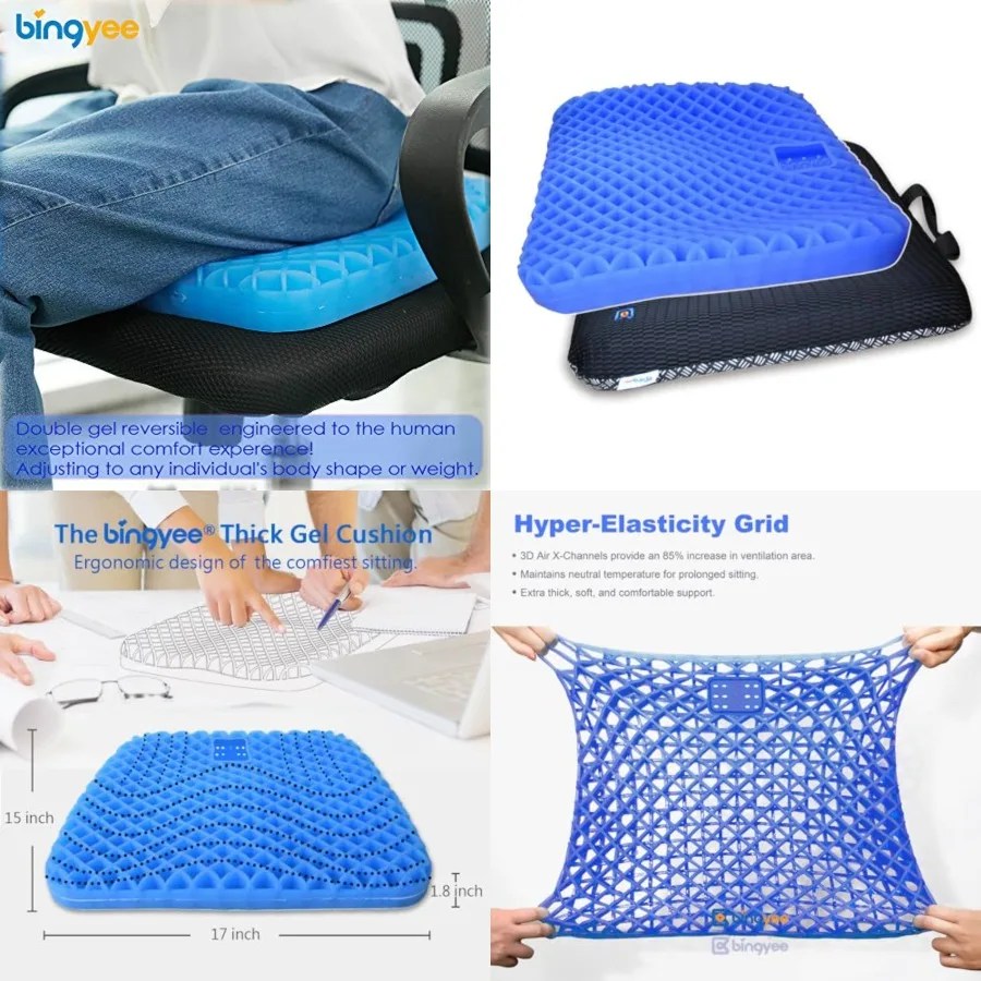 

Gel Seat Cushion 1.8 Inch Thick Seating Pad Orthopedic Chair Cushions for Pressure Relief Gel Pads for Office Chair, Car, Home,
