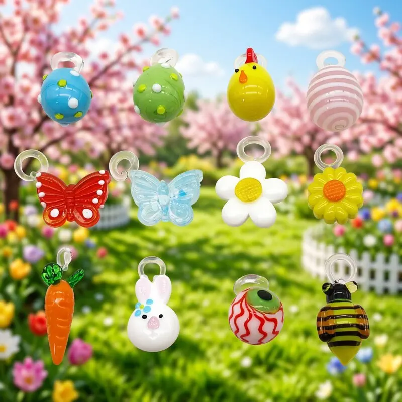 Handmade Murano Glass Crafts Clear Tree Model Figurines Ornaments Easter Home Decor Simulation Tree With 12 Pendant Accessories