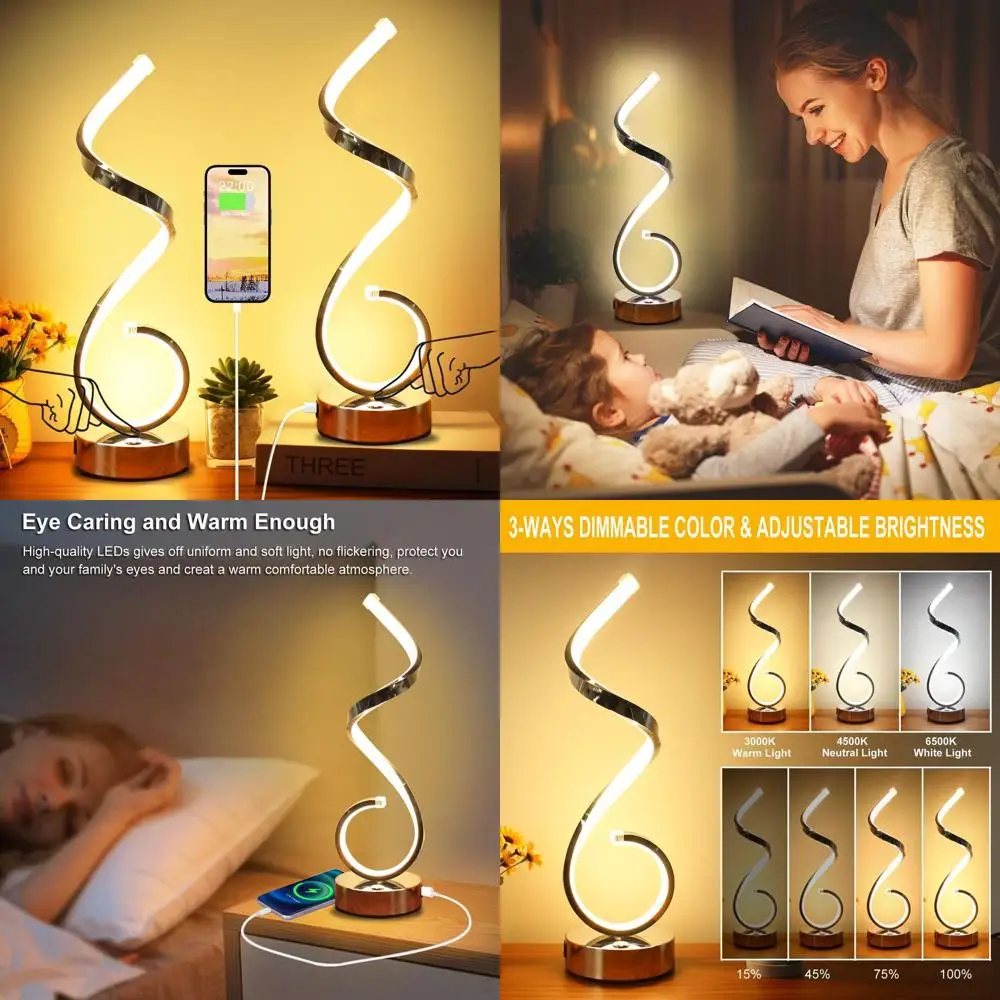 

Набор из 2-х светодиодных настольных ламп мощностью 10 Вт с сенсорным управлением и USB-портами, 3 варианта цвета, с регулировкой яркости, идеально подходят для спален, гостиных, офисов