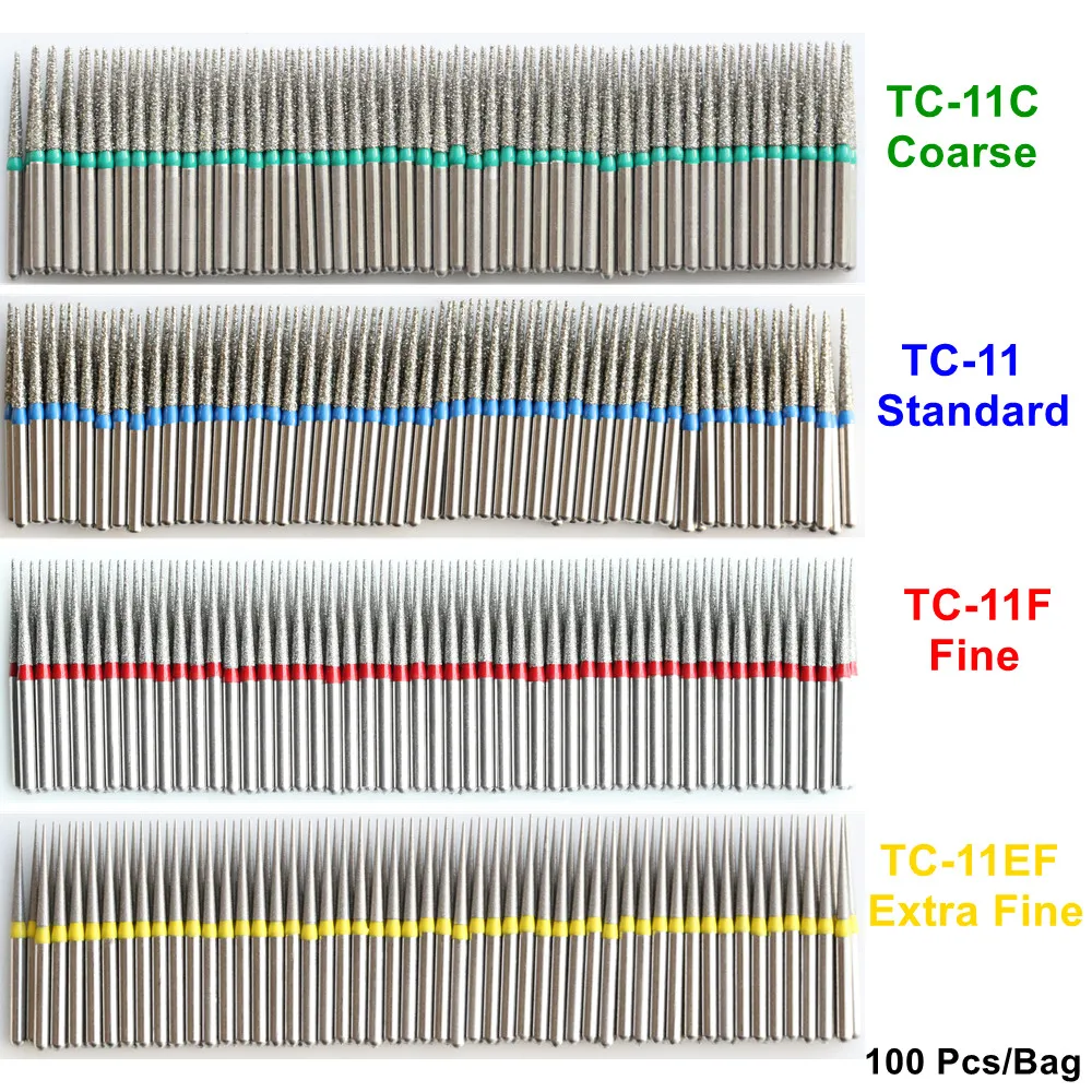 

100 шт./пакет, высококачественные стоматологические алмазные боры для полировки диаметром 1,6 мм для высокоскоростного наконечника, полировальная дрель, стоматологические инструменты