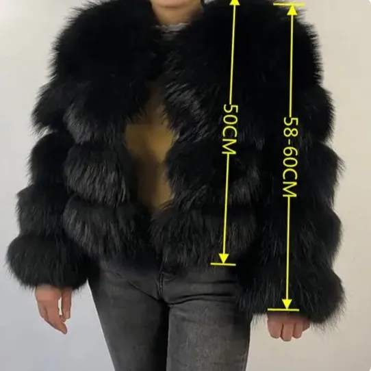 Real Raccoon Fur Coat Women Winter Long Sleeve Natural Luxury Jackets Thick Top