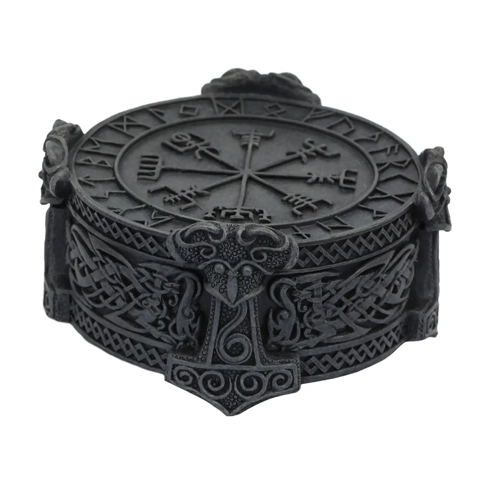 

Norse Viking Resin Earring Organizer Jewelry Storage Box Knotwork Hammer for Gift Adornment Collectible Centerpiece Rings