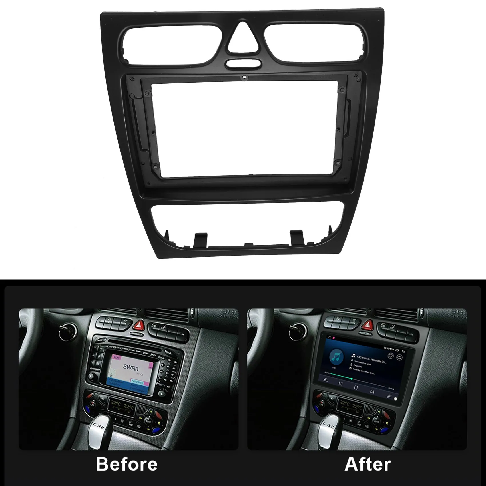 Car Radio Fascia for Benz C CLASS W203 02-04 DVD Stereo Frame Plate Adapter Mounting Dash Installation Bezel Trim Kit