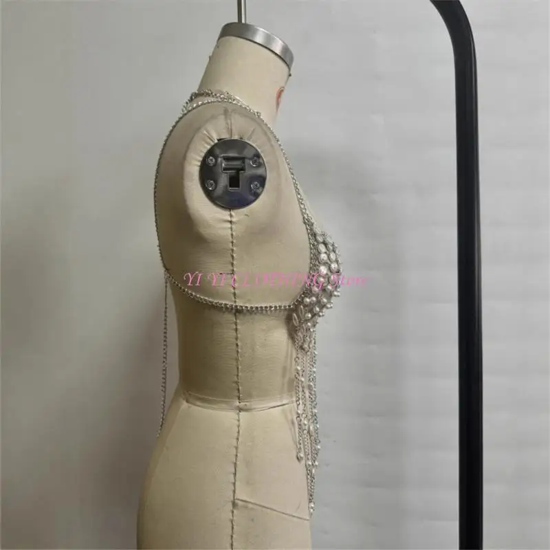 N5KF Pearls Body Chain Bra Multilayer Body Chain Harness Body Jewelry Accessories Beach Bikinis Coverup for Womens Girls