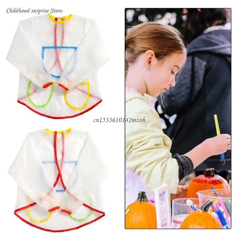 Children's Painting Waterproof Long Sleeved Cover Kindergarten Art Painting Reverse Dressing Baby Eating Bib Kids Dropship