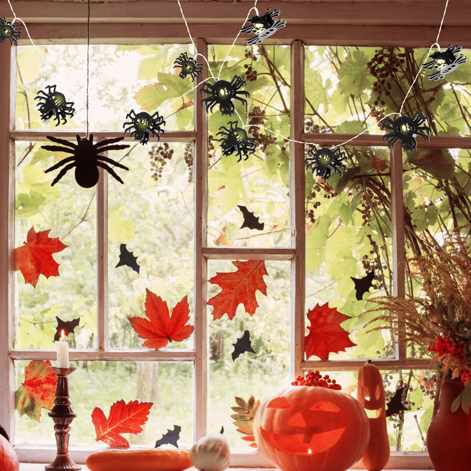 Spider String Lights Halloween Party Decorative Light 1.5m 10 LED Bendable LED Halloween Lights for Garden Stair Yard Outdoor