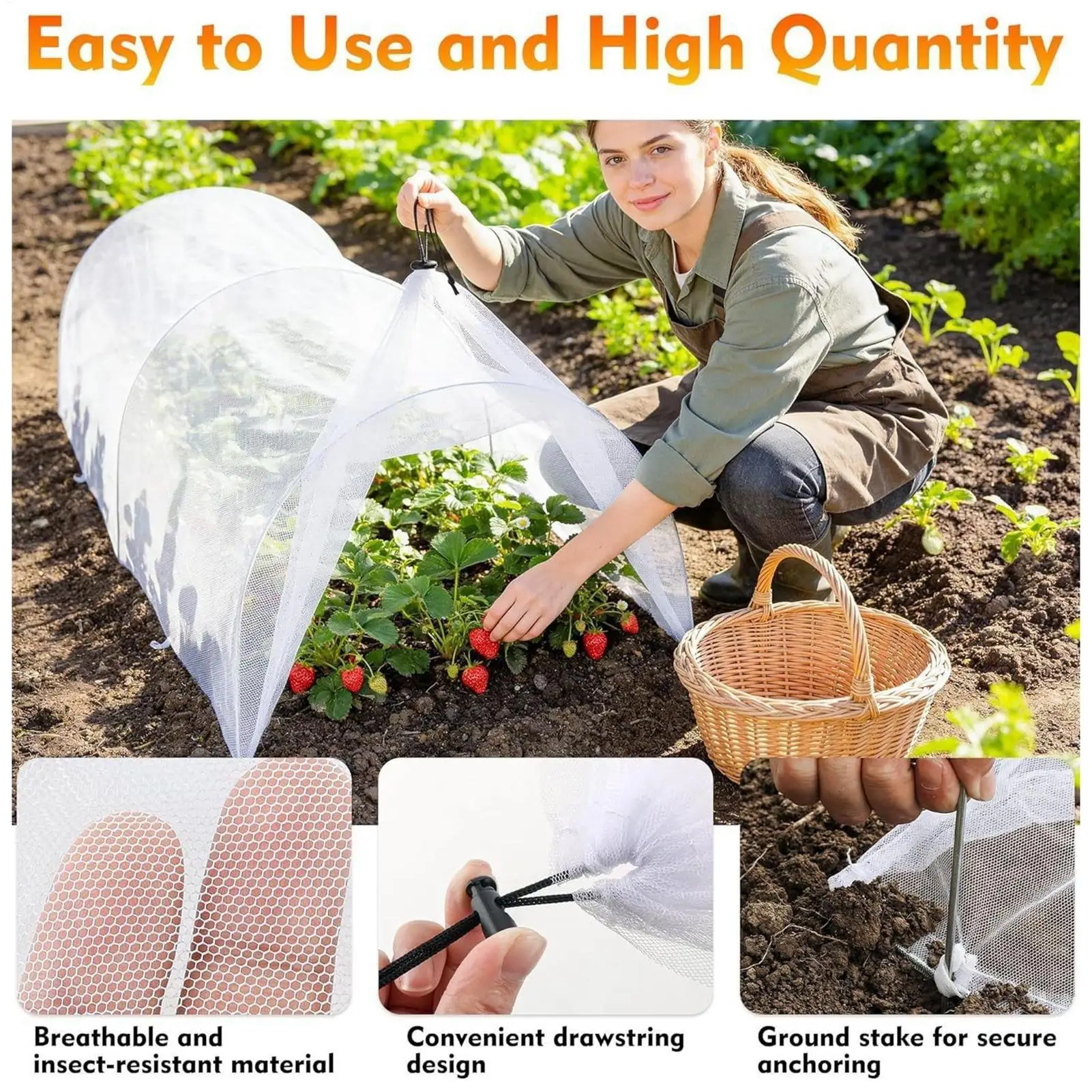 

Garden Row Covers Pop-up Weatherproof Bird Barrier Pop-up Garden Bed Tunnel Net for Outdoor Patio Backyard Strawberry Tomato