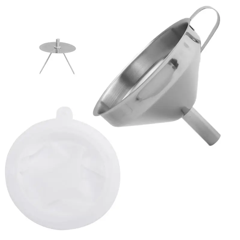 [HOT!A34R】 5.1 Inch 304 Stainless Steel Kitchen Funnel With 200 Mesh Food Filter Strainer For Transferring Liquids, Oil, Making