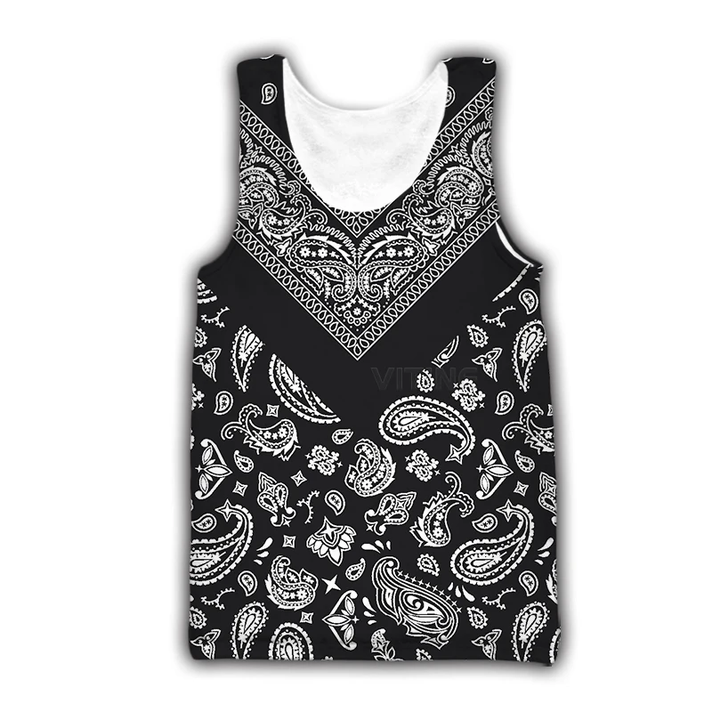 

New 3D Printing Bandana Fashion Men Women Tracksuits Crewneck Hip Hop Vest Size S-5XL Mesh Top