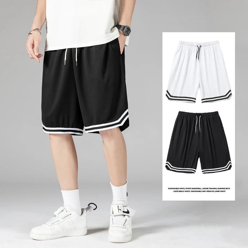 Summer New Shorts, Men\'s Casual Pants, Sports Basketball Pants, Capri Pants, Loose Outdoor Quick Drying, Ice Silk Fashion Brand,