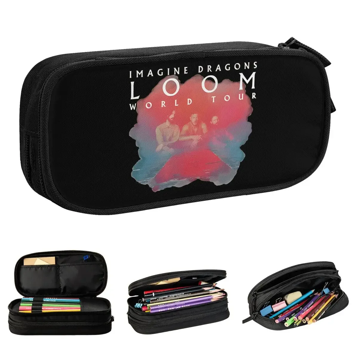 

Loom Tour 2024 New Album Pencil Cases Imagine Dragons Band Pencil Pouch Pen Box for Student Big Capacity Bag School Supplies