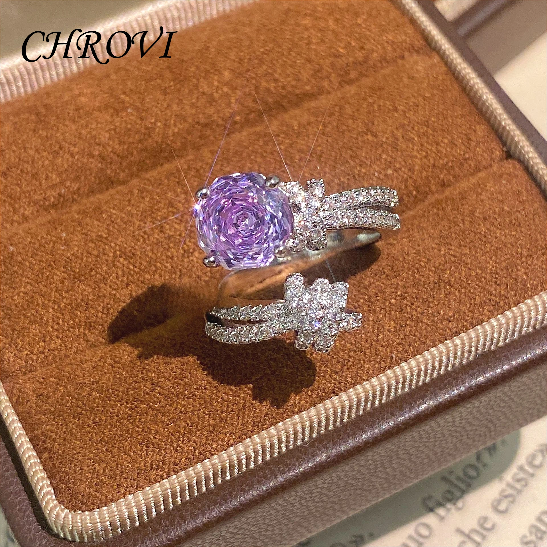 Eleganter 925 Sterling Silber Achteckiger Millennium-Rosenring für Damen Besetzt mit Hochkarätigen Diamantringen – Detail 8