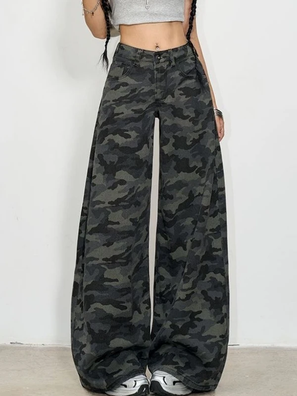 

plus Size 300 Pounds American Retro Camouflage Work Pants Men's Summer Military Style Loose Casual Jeans Straight Leg Pocket ...