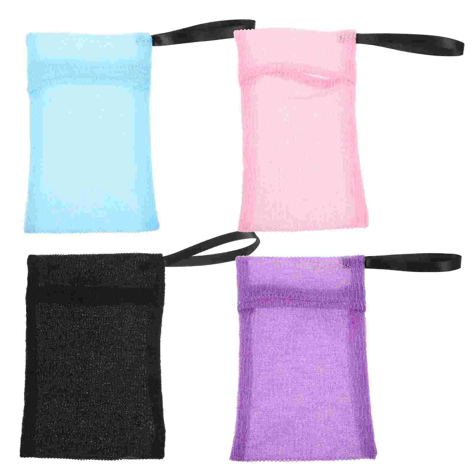 

4 Pcs Set Bathroom Exfoliating Scrubber Shampoo Pouch Cleansing Soap Bags For Bathroom Soap Bags Shampoo Bar Pouch Bag