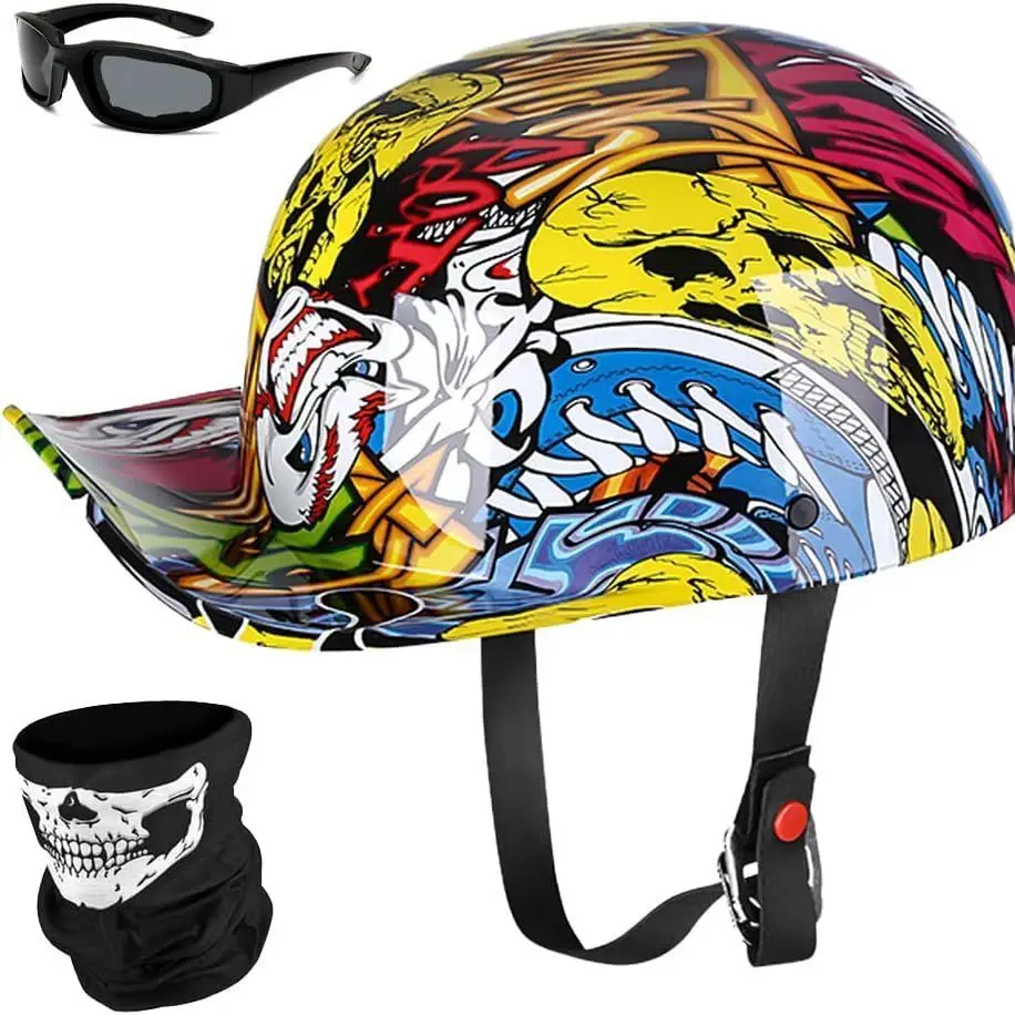 Unisex Half-Face Motorcycle & Scooter Helmet, New Retro Baseball Cap Design Motorcycle Accessories DOT Approved