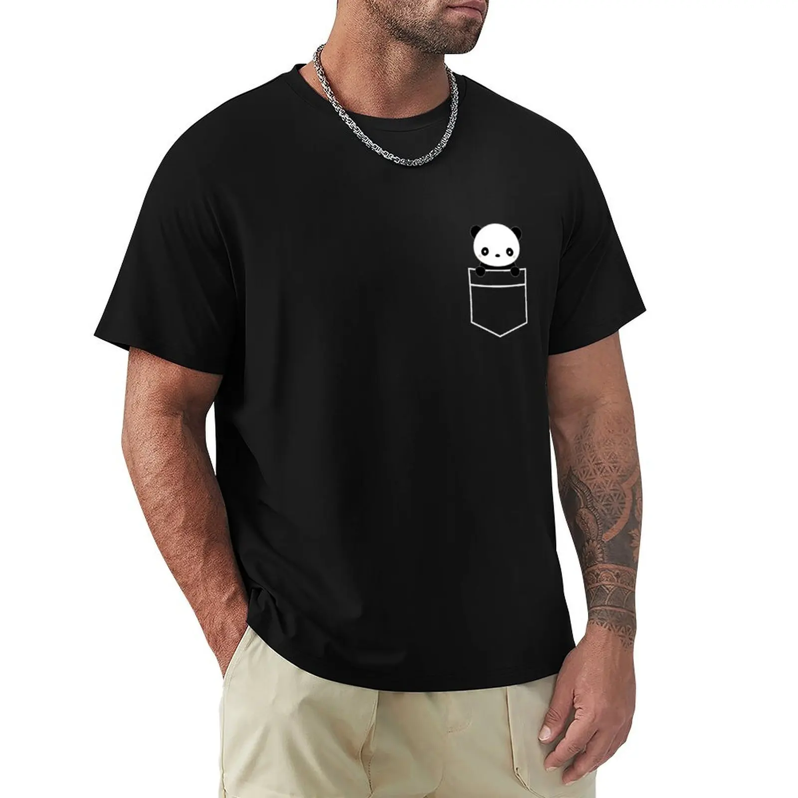

Kawaii Cute Pocket Panda T-Shirt sweat tops man clothes customs design your own slim fit t shirts for men