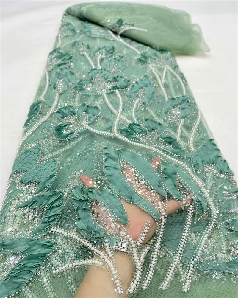 

Элегантная африканская кружевная ткань с блестками, вышивка бисером, нигерийская свадебная ткань для жениха, высокое качество, французский тюль, кружевная ткань для свадьбы