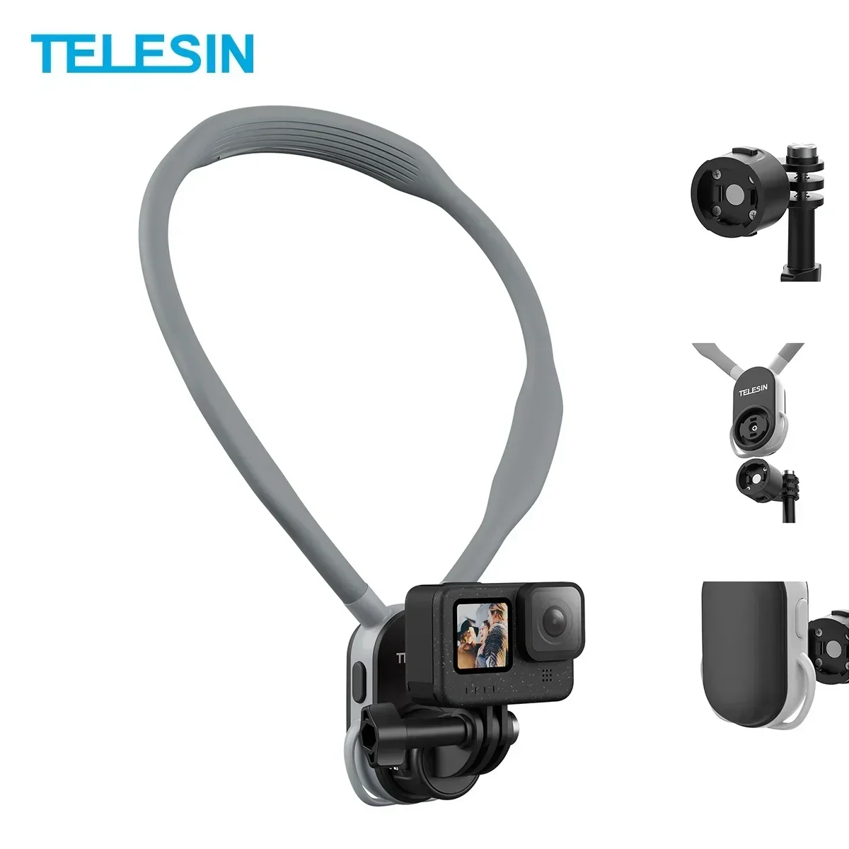 

TELESIN Quick-Release Silicon Neck Mount for Gopro Hero 13 12 11 10 9 DJI Action 5 4 3 Insta360 Mount Sport Camera accessories