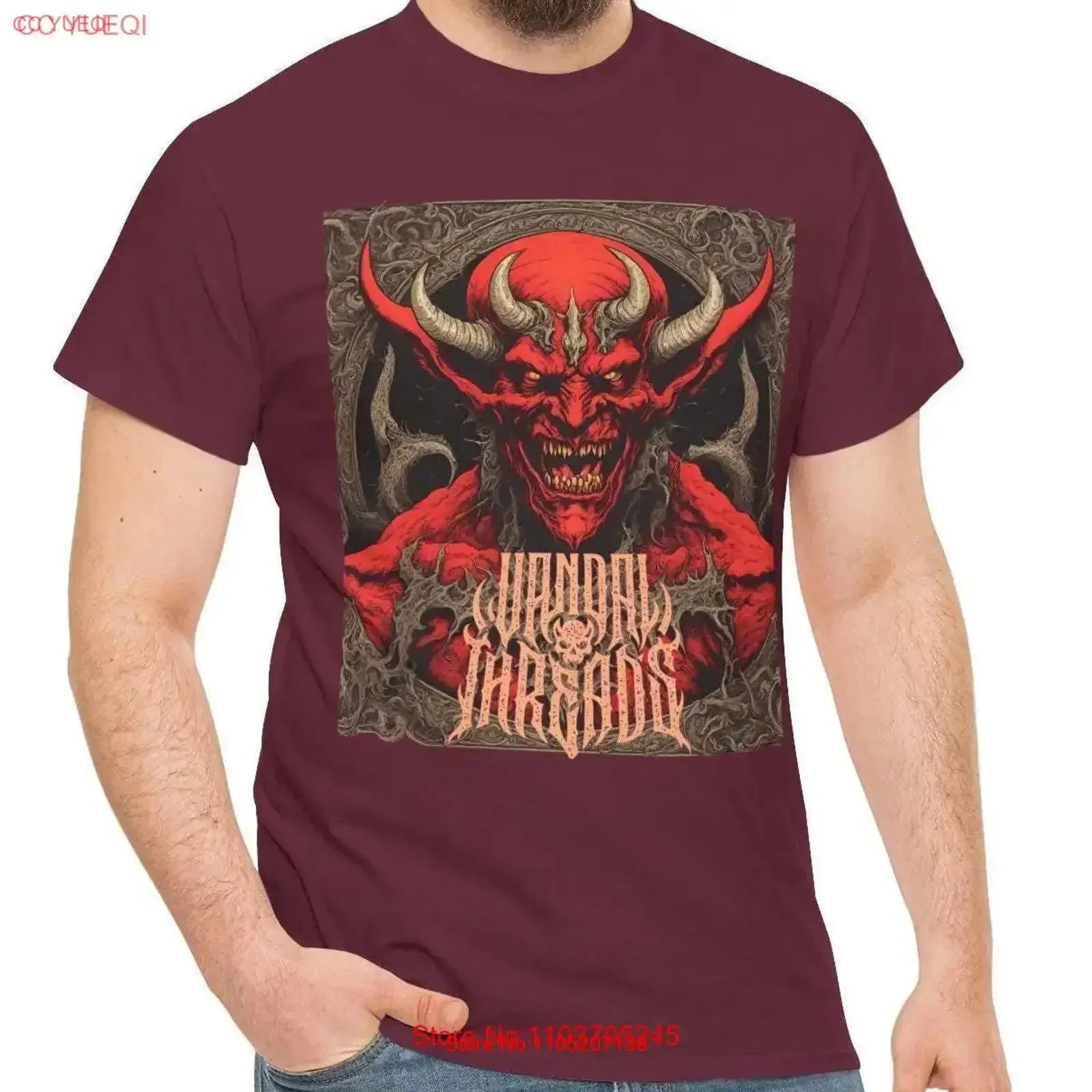 

Heavy Cotton T Shirtv Red devil digital print vibrant color vintage Washed streetwear Comfortable Casual Soft fashion