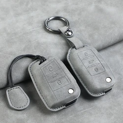 Leather Car Flip Key Case Cover Shell for VW Volkswagen Polo Golf Passat Beetle Tiguan Skoda Octavia Kodiaq Seat Leon Altea