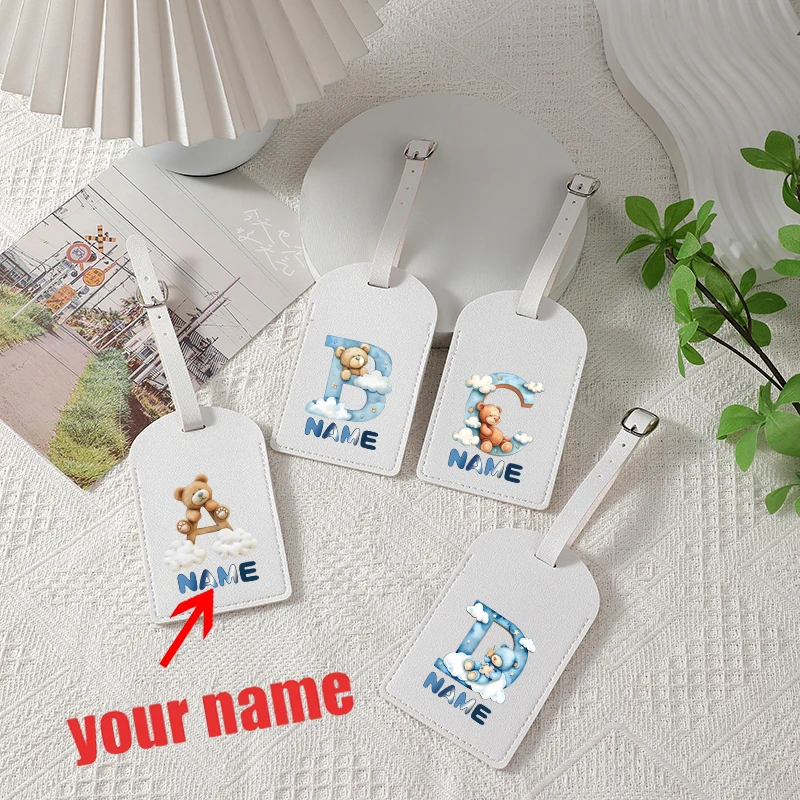 

Bear 26 Letters Cute Custom Name Luggage Tag Durable Creative Travel Suitcase ID Card Holder Initial Luggage Boarding Tags Gifts