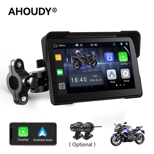 AHOUDY 5 ''pantalla portátil de navegación para motocicleta Carplay inalámbrico Android Auto IP67 Bluetooth 5G WIFI Moudle