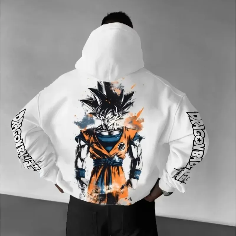 Dragon ball animação masculino 2025 outono/inverno novo moletom com capuz rua solta casual dos desenhos animados impresso harajuku pulôver pai criança topo