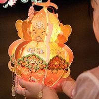 Chinese Style Portable Gourd Lantern Handmade PVC LED Lantern Toys Traditional Craft with Tassel Antique Lantern