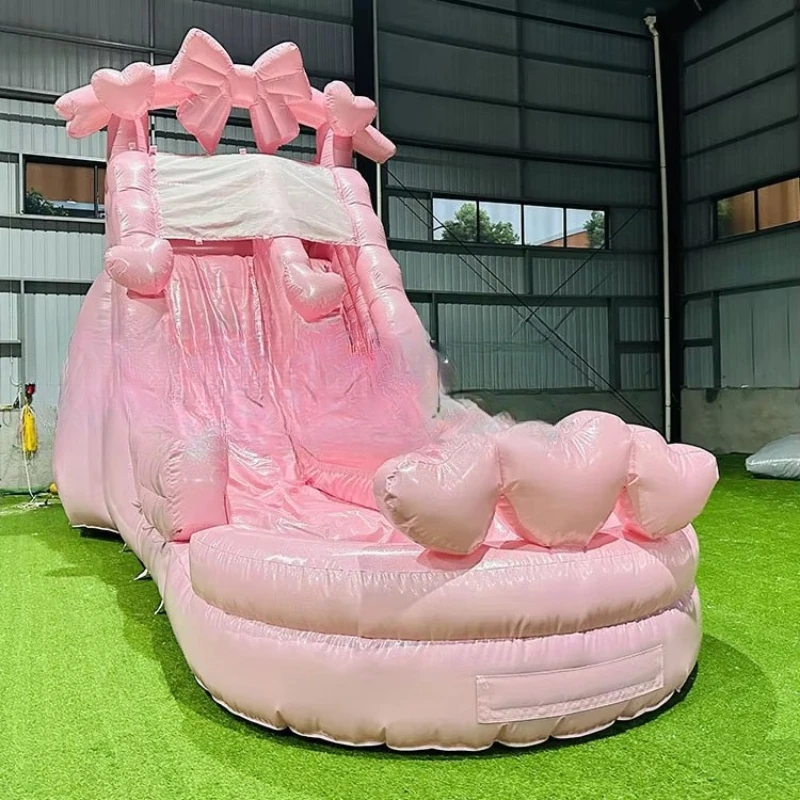 Precio de fábrica inflable vendedor caliente de la corredera de agua del nuevo diseño del color rosa del patio trasero