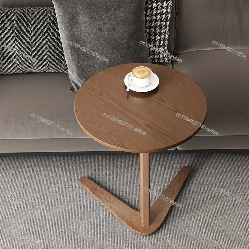 Oak Triangle Support Side Table Heavy Duty C Shaped Sofa Trending Balcony Coffee Table Bedroom Nightstand - view 6